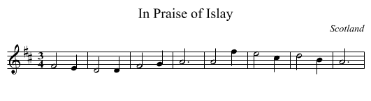 In Praise of Islay - staff notation