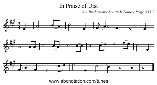 In Praise of Uist - staff notation