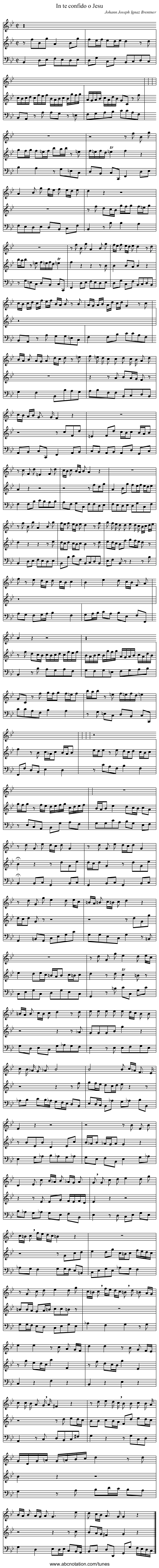 In te confido o Jesu - staff notation