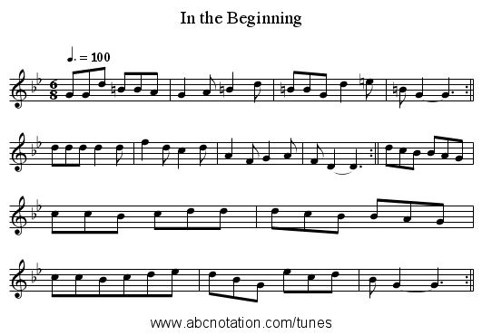 In the Beginning - staff notation