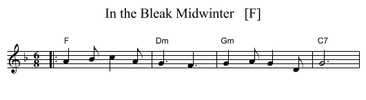In the Bleak Midwinter   [F] - staff notation