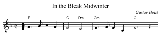 In the Bleak Midwinter - staff notation