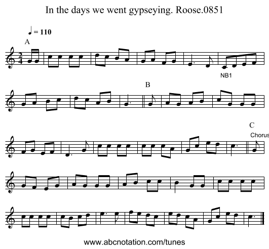 In the days we went gypseying. Roose.0851 - staff notation
