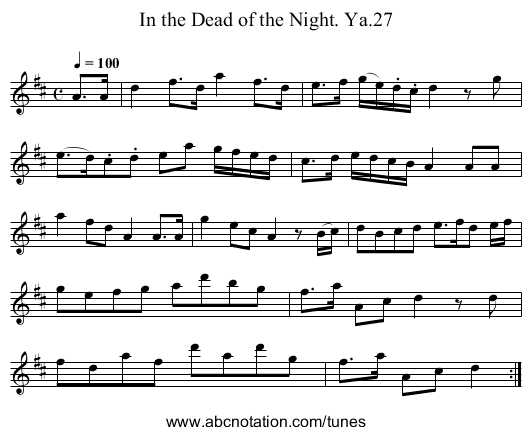 In the Dead of the Night. Ya.27 - staff notation