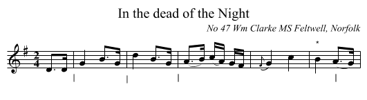 In the dead of the Night - staff notation