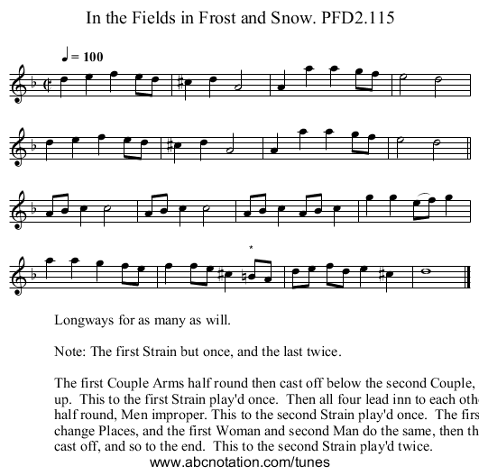 In the Fields in Frost and Snow. PFD2.115 - staff notation