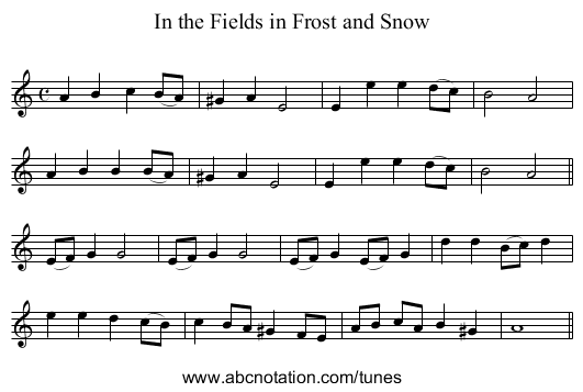 In the Fields in Frost and Snow - staff notation