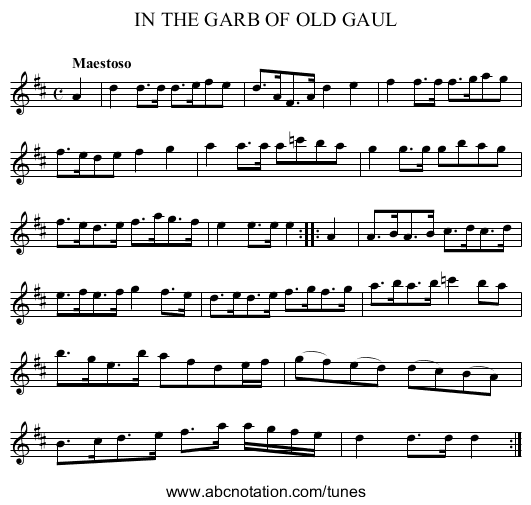 IN THE GARB OF OLD GAUL - staff notation
