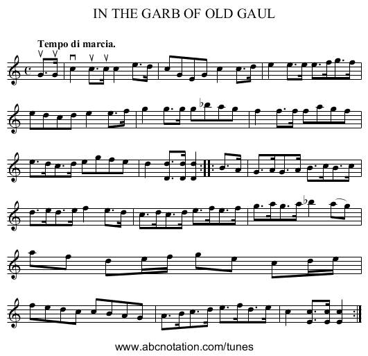 IN THE GARB OF OLD GAUL - staff notation