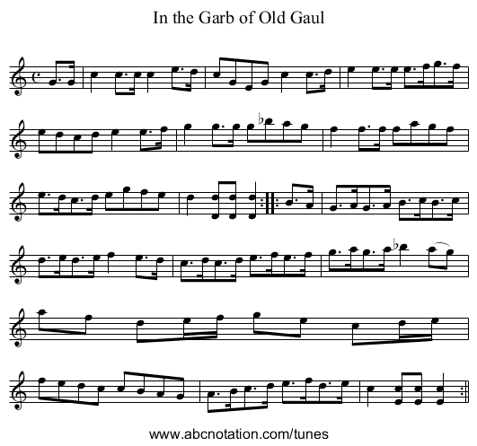 In the Garb of Old Gaul - staff notation
