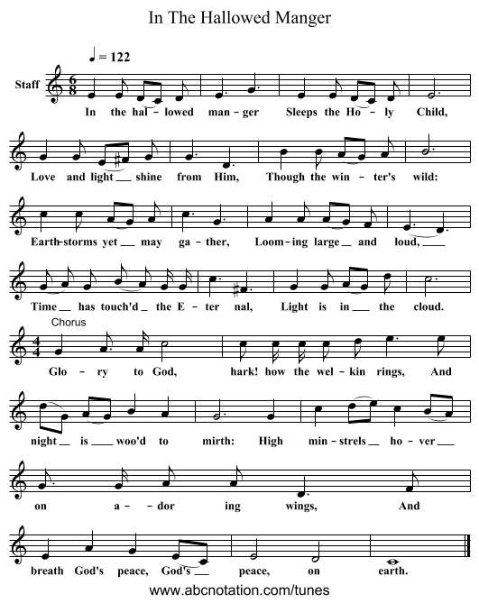 In The Hallowed Manger - staff notation