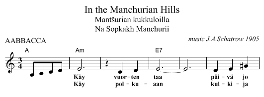 In the Manchurian Hills - staff notation