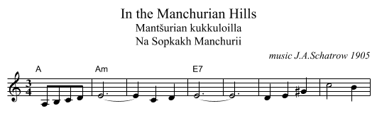 In the Manchurian Hills - staff notation