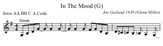 In The Mood (G) - staff notation