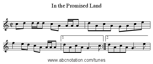 In the Promised Land - staff notation