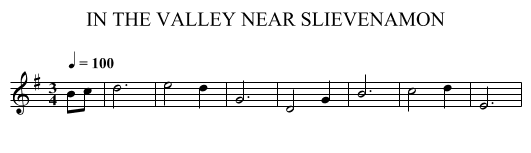IN THE VALLEY NEAR SLIEVENAMON - staff notation
