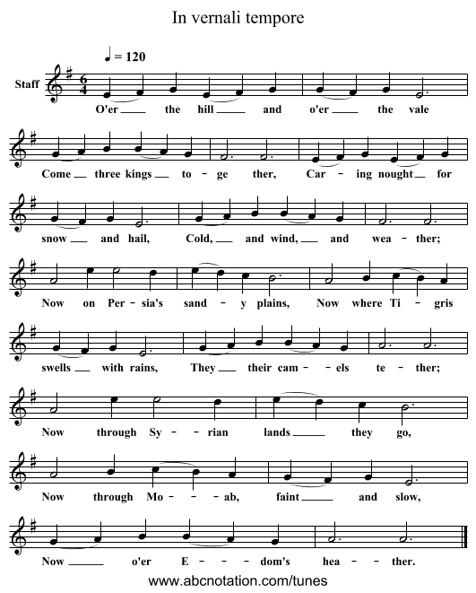 In vernali tempore - staff notation