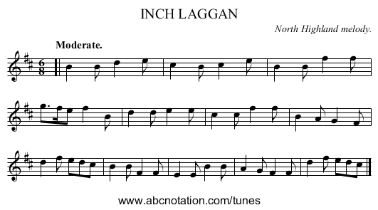 INCH LAGGAN - staff notation