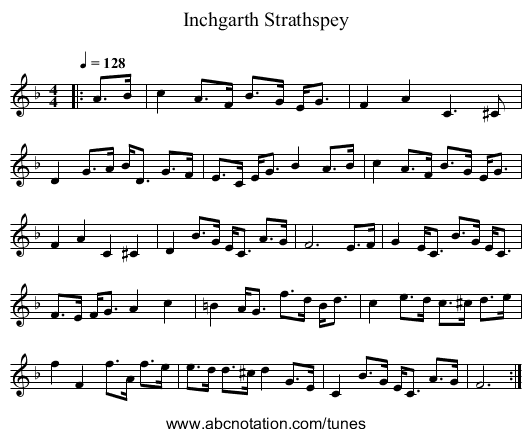 Inchgarth Strathspey - staff notation