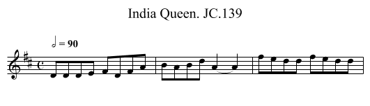 India Queen. JC.139 - staff notation