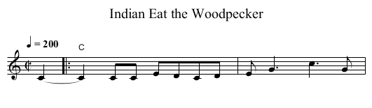 Indian Eat the Woodpecker - staff notation