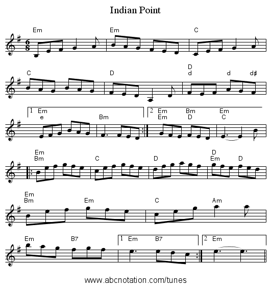 Indian Point - staff notation