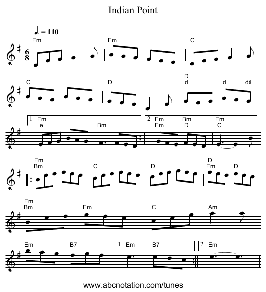 Indian Point - staff notation