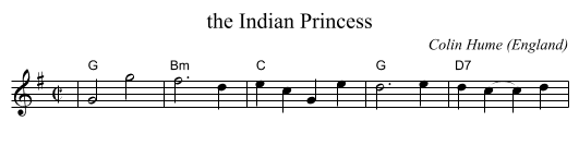 Indian Princess, the  - staff notation