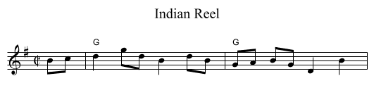 Indian Reel - staff notation