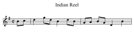 Indian Reel - staff notation