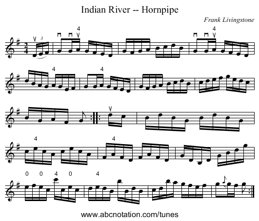 Indian River -- Hornpipe - staff notation
