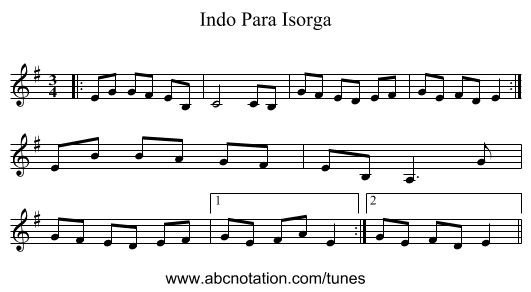 Indo Para Isorga - staff notation