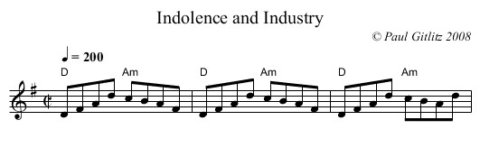 Indolence and Industry - staff notation