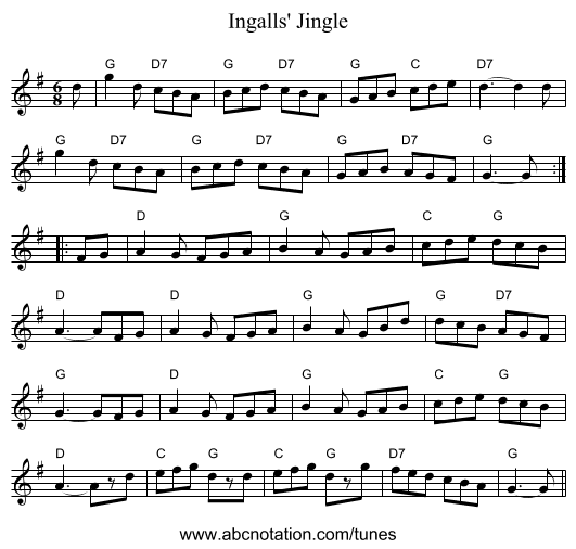 Ingalls' Jingle - staff notation