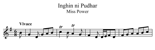 Inghin ni Pudhar - staff notation