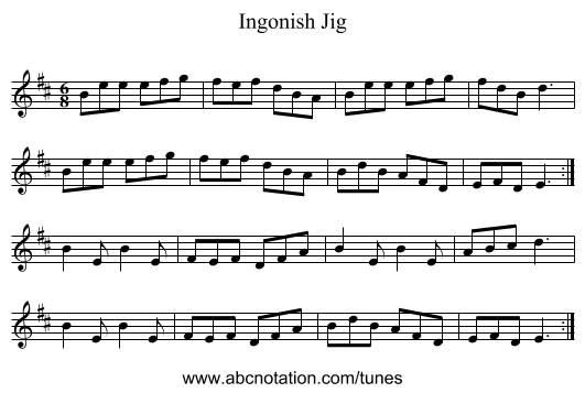 Ingonish Jig - staff notation