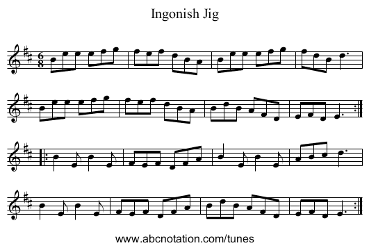 Ingonish Jig - staff notation