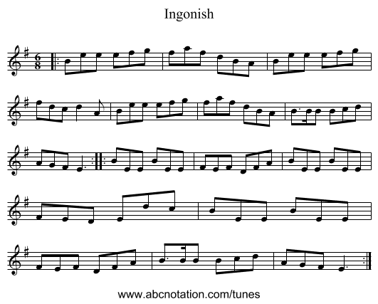 Ingonish - staff notation