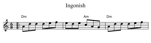 Ingonish - staff notation