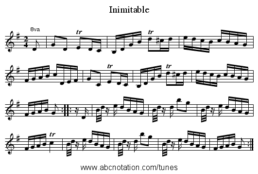 Inimitable - staff notation