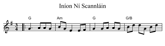 Iníon Ní Scannláin - staff notation