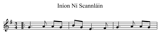 Iníon Ní Scannláin - staff notation