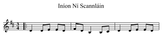 Iníon Ní Scannláin - staff notation