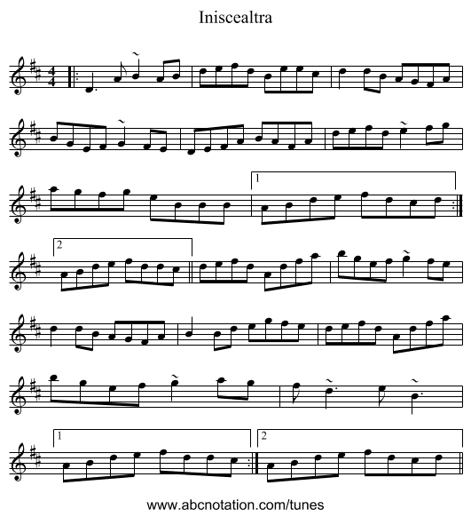 Iniscealtra - staff notation