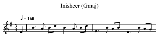 Inisheer (Gmaj) - staff notation