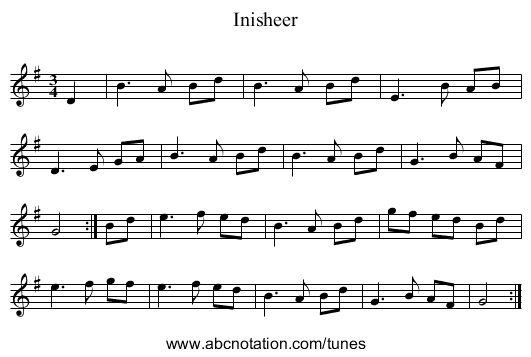 Inisheer - staff notation