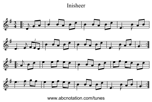 Inisheer - staff notation
