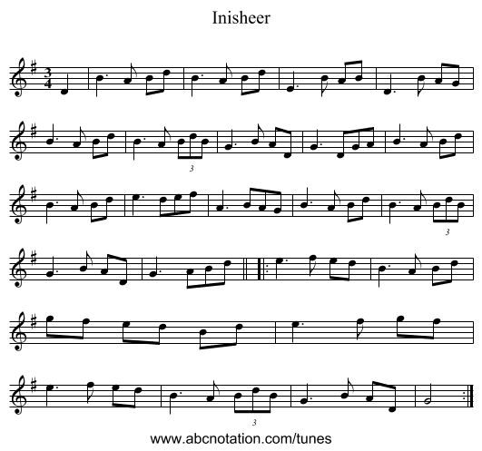 Inisheer - staff notation