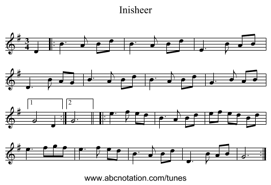 Inisheer - staff notation