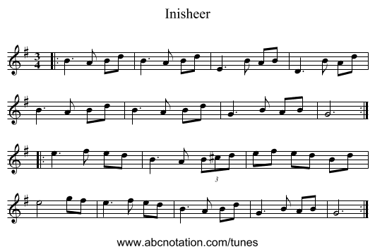 Inisheer - staff notation